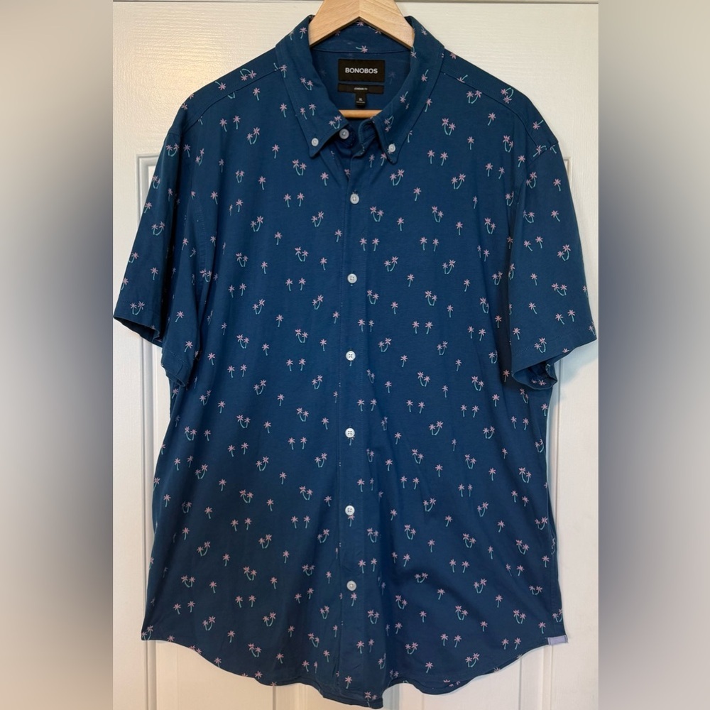 Bonobos Men’s XL Palm Tree Print Short Sleeve Button-Down Shirt 🌴